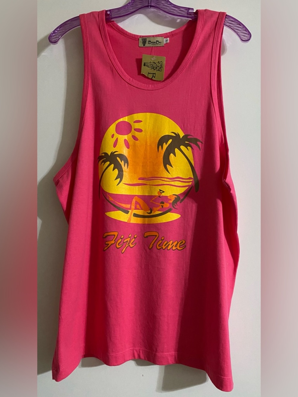 BamBu Fiji Time Pink Graphic Tank